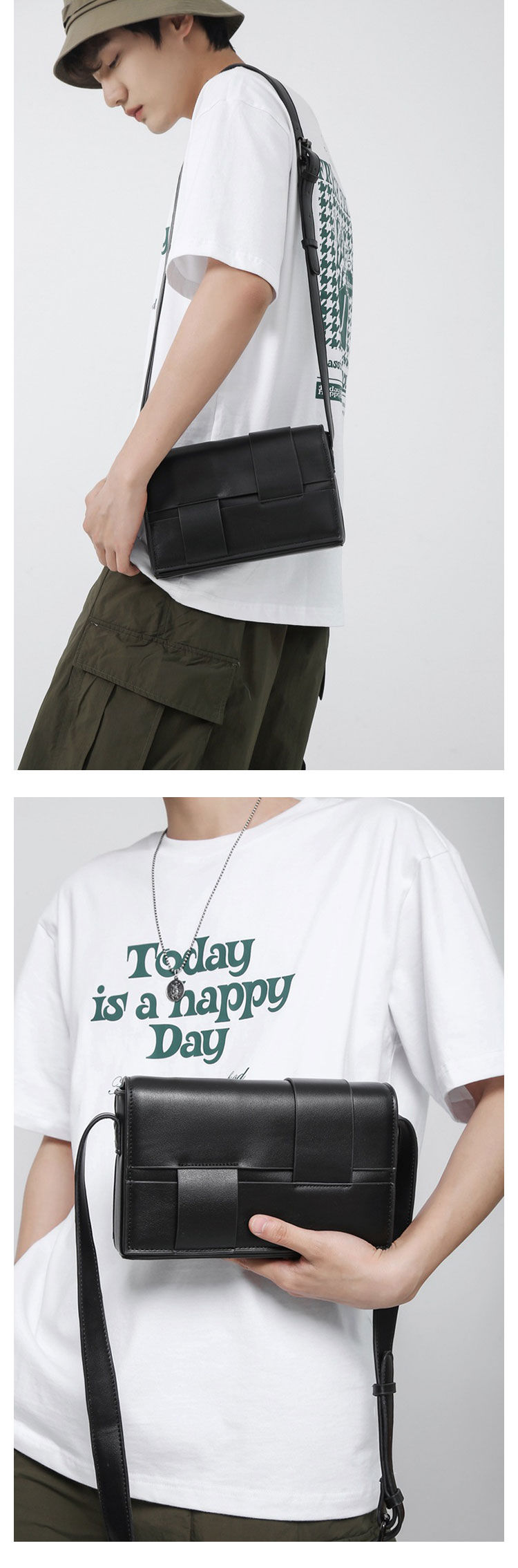 Whatna  ミニワンショルダーバッグ メンズ PUレザー 小型 斜め掛け 肩掛け・胸掛け兼用 男女兼用-10