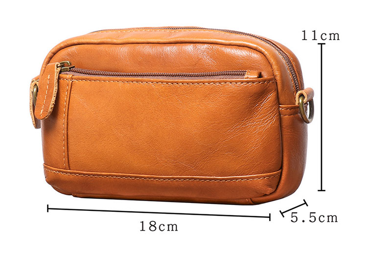 Whatna アンティーク風合い鞣し 天 然 牛 革ミニショルダー メンズ  ミニウエストバッグ ウエストポーチバイク用 本革 男女兼用  ワンショルダー 斜め掛け ボディ胸バッグ  ブラウン 1895-2-6