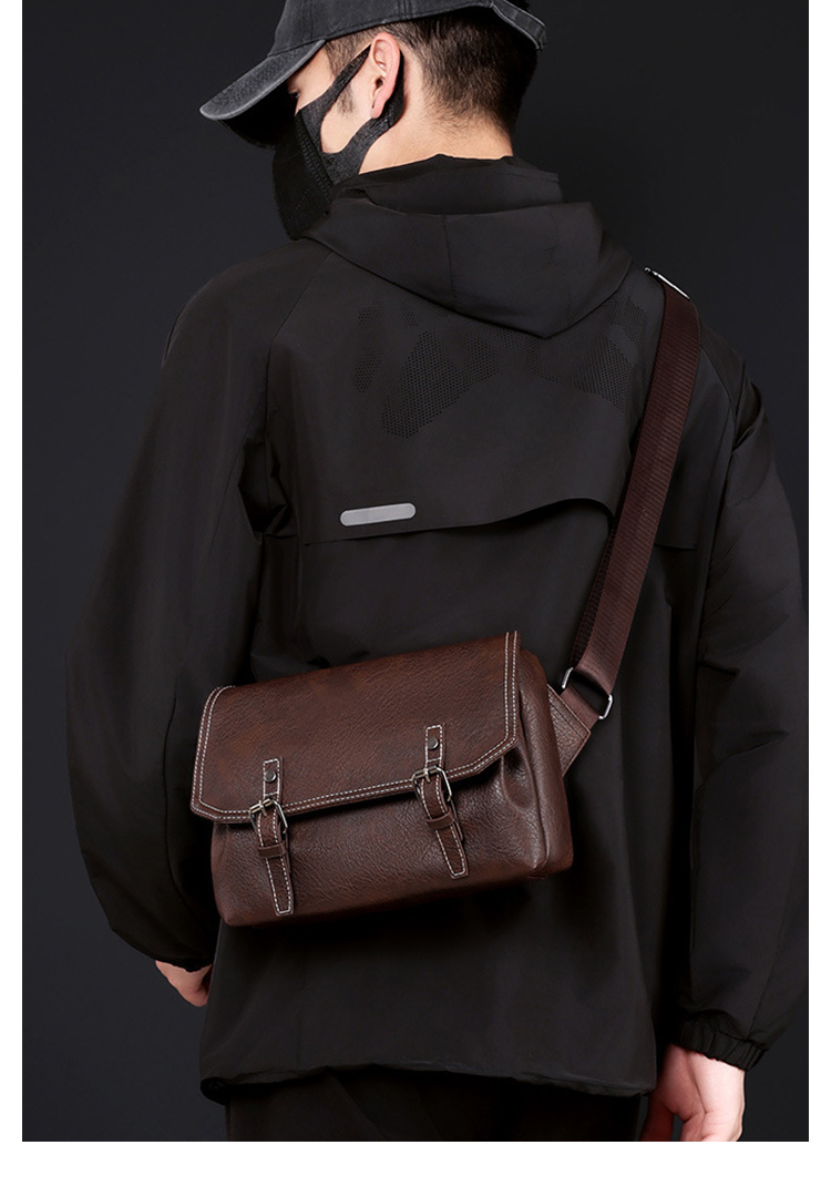 Whatna ワンショルダーバッグ メンズ胸バッグ 斜め掛け 肩掛け PUレザー 9.7インチiPad収納可 コンパクト 軽量 ビジネス 通勤 旅行 登山 出張用-14