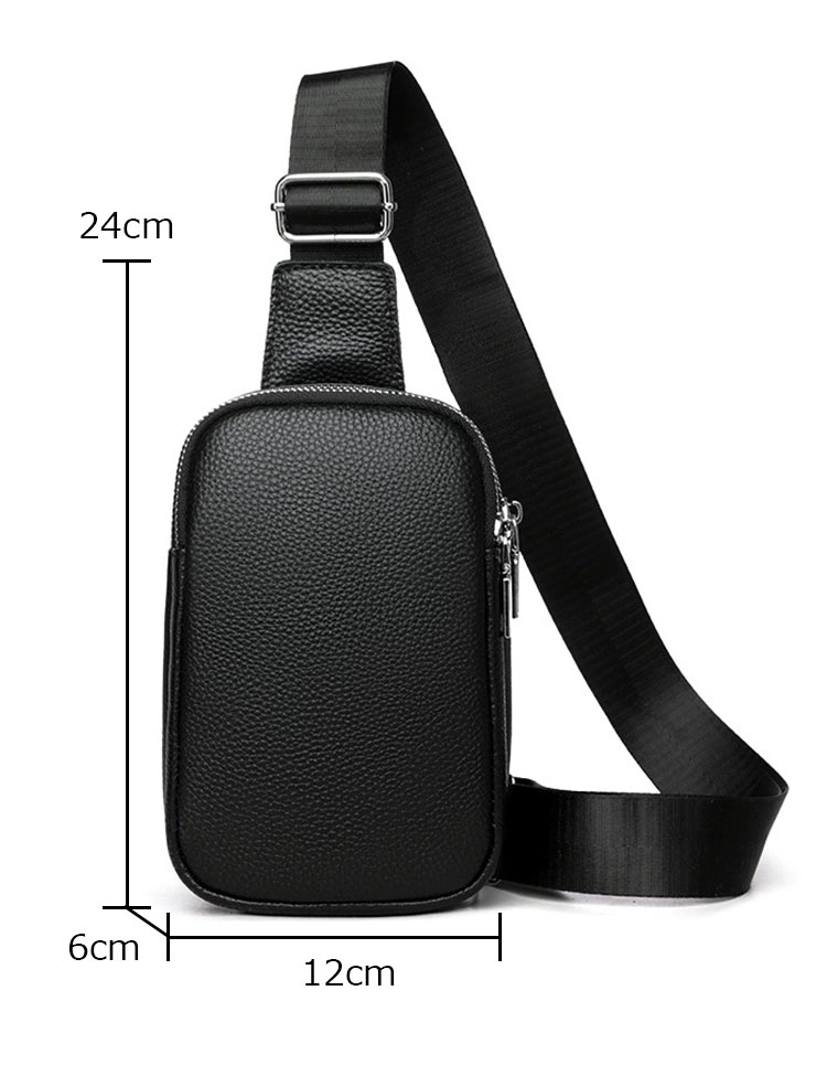 Whatna  牛 革 ワンショルダーメンズ レディース 肩掛け ボディ斜め掛け 胸バッグ 大容量 2室仕切 左右に付け替え可 軽量 男女兼用-7