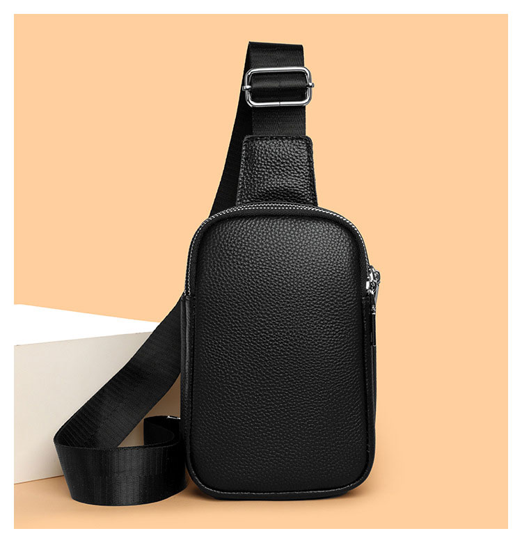 Whatna  牛 革 ワンショルダーメンズ レディース 肩掛け ボディ斜め掛け 胸バッグ 大容量 2室仕切 左右に付け替え可 軽量 男女兼用-1