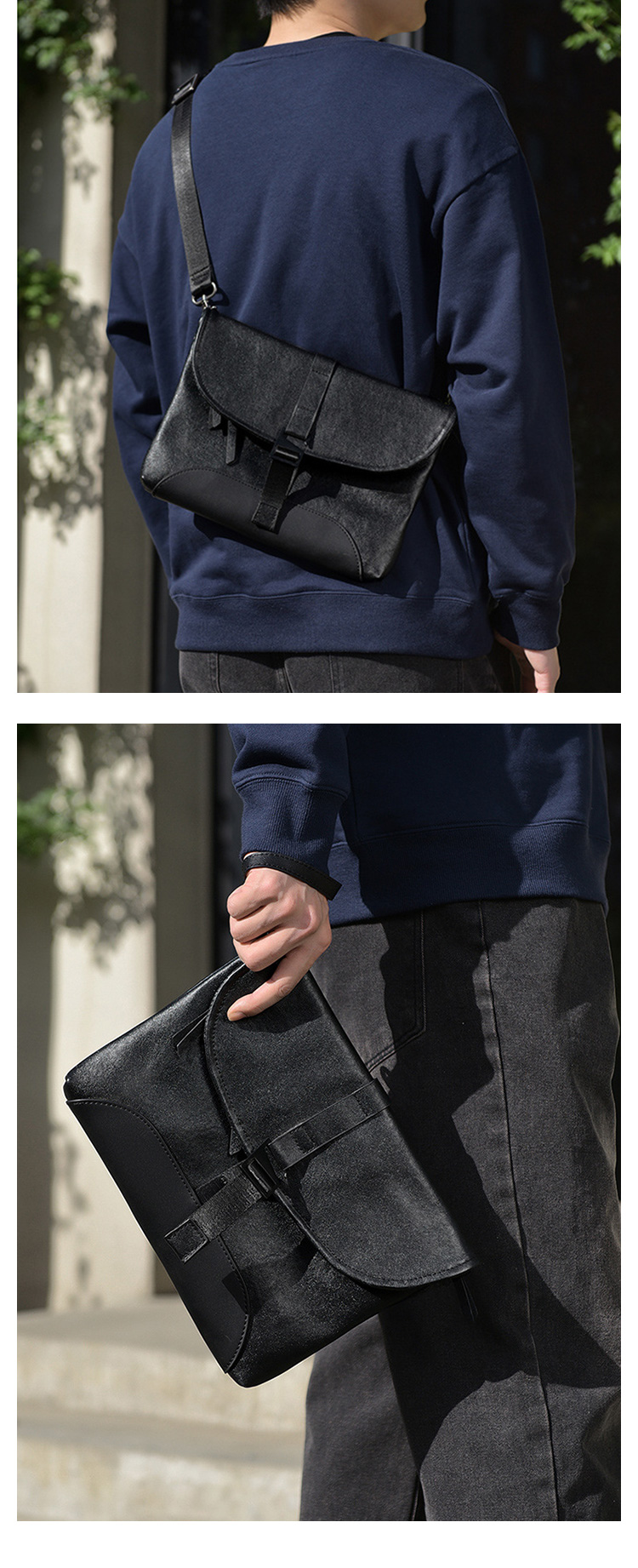 Whatna アンティーク風合い鞣し 天 然 牛 革 ワンショルダーバッグメンズ 3WAY クラッチ ショルダー ボディ斜め掛け胸バッグ ビジネス フォーマル 冠婚葬祭 結婚式 肩掛け バッグ紳士用 男性用  9027-8