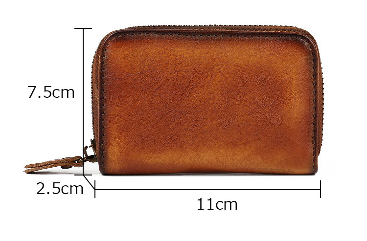 Whatna アンティーク風合い鞣し 天 然 牛革 小銭入れ メンズ レディース コンパクト 9カードポケット 札入れ 多機能 カードケース 短財布 ミニ財布 男女兼用 A-9311-4