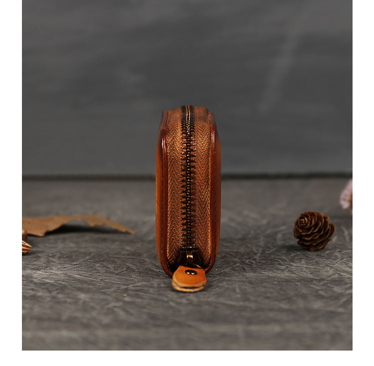 Whatna アンティーク風合い鞣し 天 然 牛革 小銭入れ メンズ レディース コンパクト 9カードポケット 札入れ 多機能 カードケース 短財布 ミニ財布 男女兼用 A-9311-2