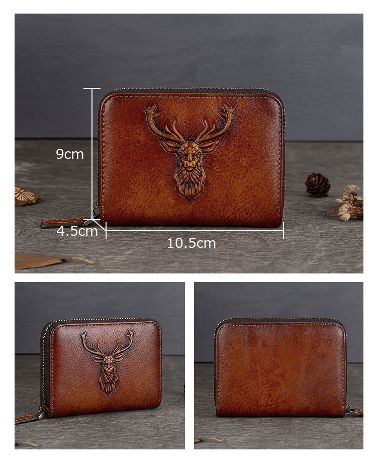 Whatna アンティーク風合い鞣し 天 然 牛革 小銭入れ メンズ レディース コンパクト 10カードポケット 札入れ 多機能 カードケース 短財布 ミニ財布 男女兼用  8803-1