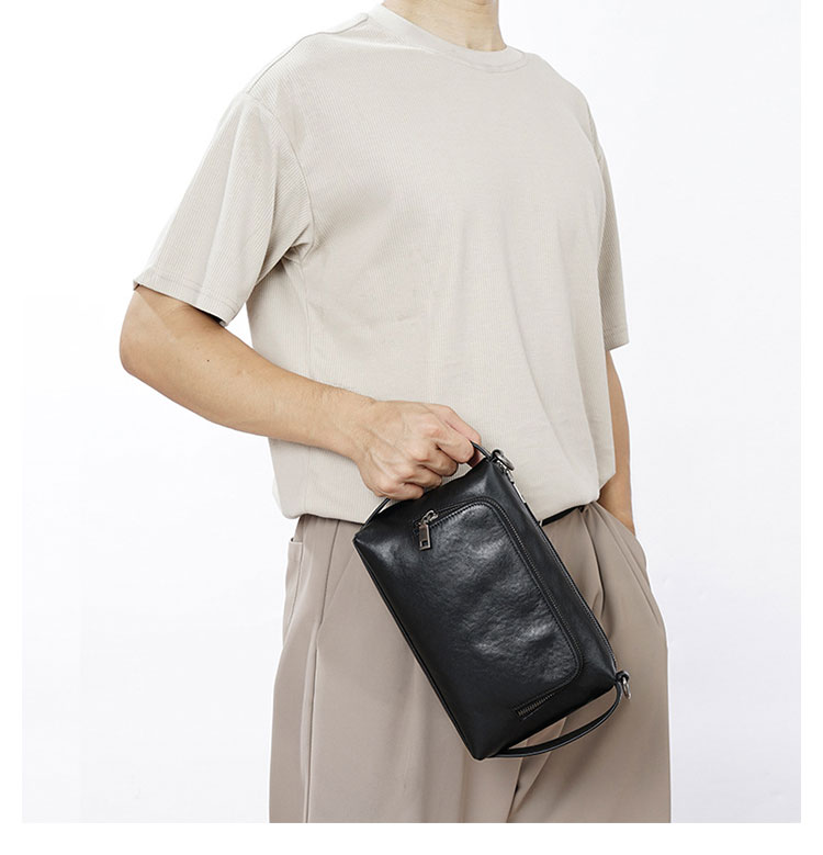 Whatnaアンティーク風合い鞣し 天 然 牛革 3WAY ワンショルダーメンズ クラッチ 肩掛け ボディ斜め掛け胸バッグ セカンドバッグ 小さい ビジネス フォーマル 結婚式 冠婚葬祭 バッグ 男性用 紳士用 7053-9