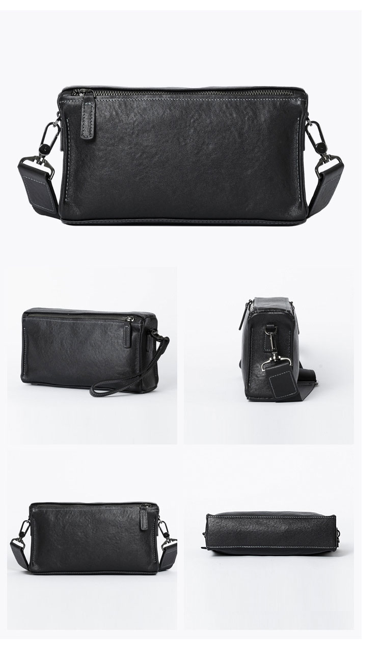 Whatna アンティーク風合い鞣し 天 然 牛革 3WAY ワンショルダーメンズ クラッチ 肩掛け ボディ斜め掛け胸バッグ セカンドバッグ 小さい ビジネス フォーマル 結婚式 冠婚葬祭 バッグ 男性用 紳士用 6795-1