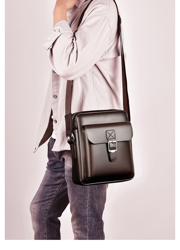 Whatna  斜めがけ ボディバッグ ワンショルダーメンズかばん 肩掛けメッセンジャーバッグ シンプル カジュアル PUレザ ー B5 ipad 10.5収納可-12