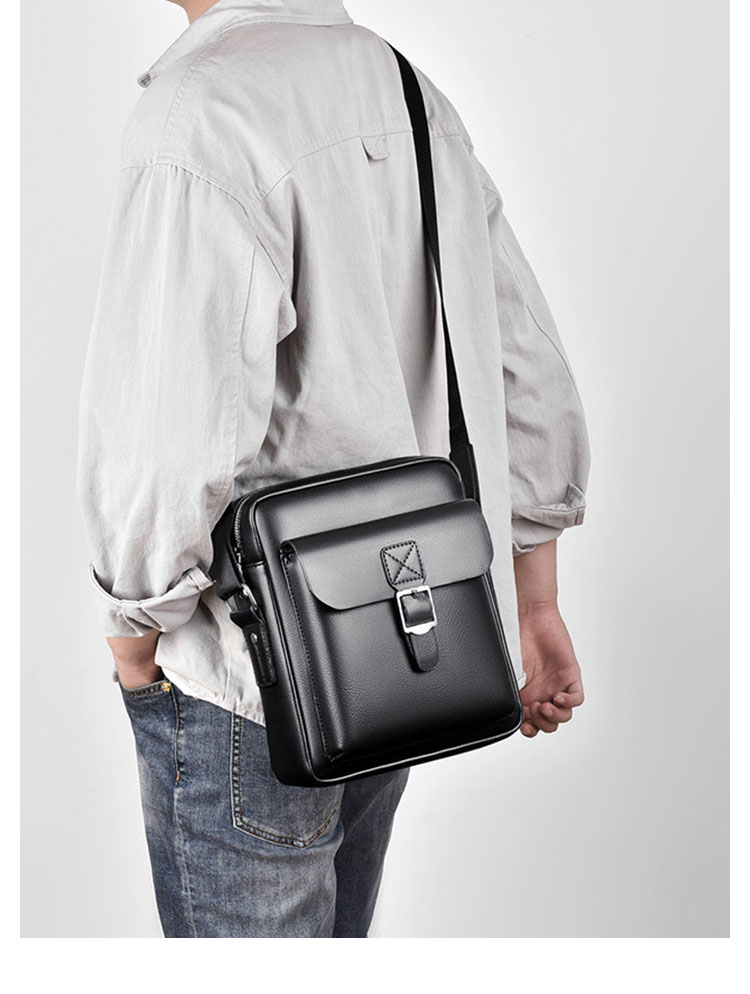 Whatna  斜めがけ ボディバッグ ワンショルダーメンズかばん 肩掛けメッセンジャーバッグ シンプル カジュアル PUレザ ー B5 ipad 10.5収納可-10