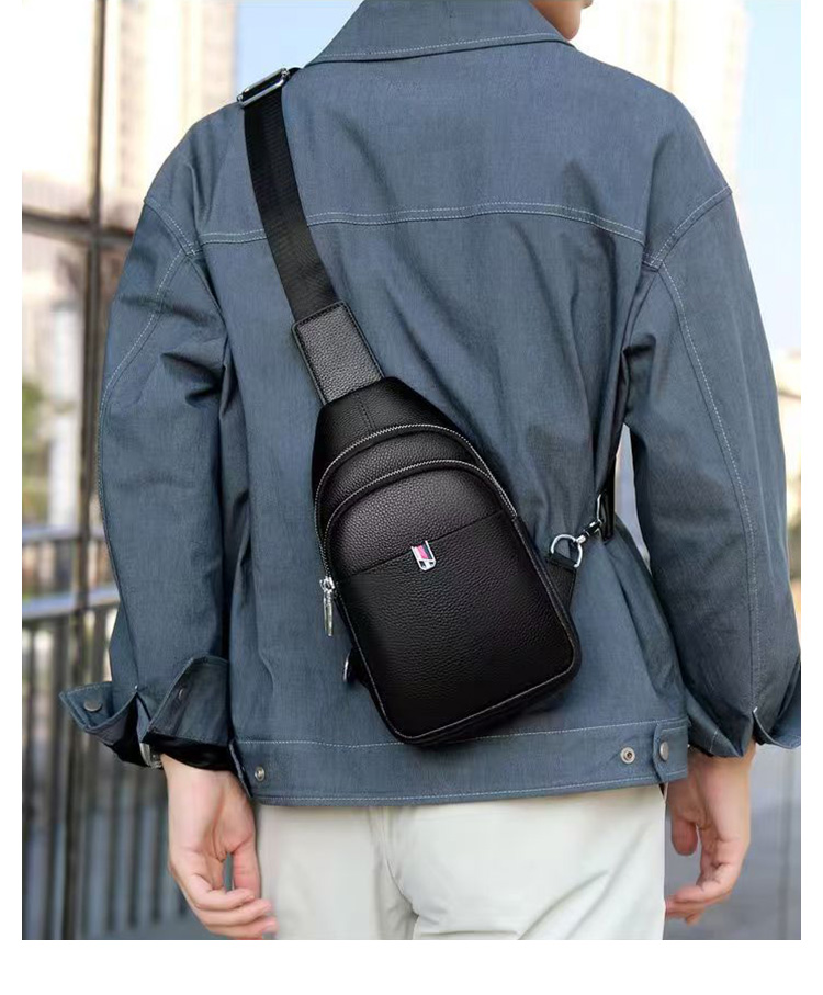 Whatna ワンショルダーメンズ レディース 肩掛けボディ斜め掛け 胸バッグ 大容量 牛革 本革 左右に付け替え可 自転車通勤 バイク 軽量 男女兼用-13