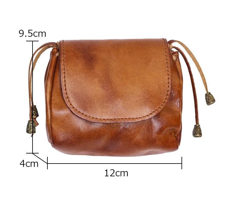 Whatnaアンティーク風合い鞣し 天 然 牛 革 小銭入れ コインケース メンズ レディースミニ財布 小さい財布 札入れ カードケース 本革 イヤホン収納ケースST-733-1