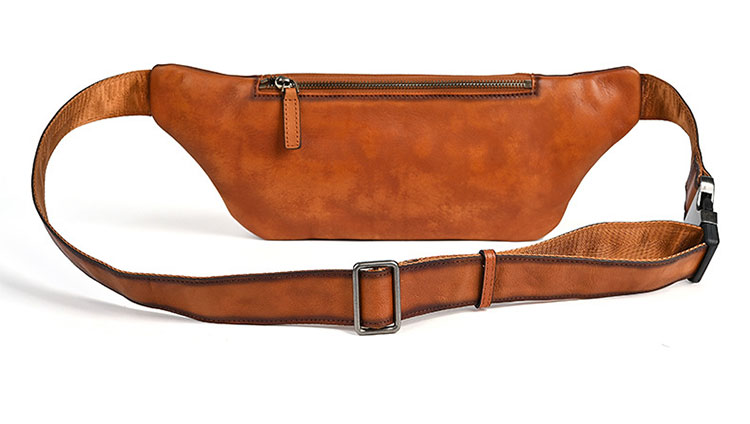 Whatnaアンティーク風合い鞣し天 然 牛革 ボディ斜め掛け 胸バッグ メンズ ウエストポーチ  ワンショルダー 男女兼用 本革 15027-3