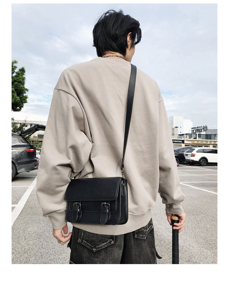 斜めがけボディバッグ ワンショルダーメンズかばん 斜めがけ 肩掛けバッグメッセンジャーバッグ シンプル カジュアル PUレザ ー  7.9 ipad Mini収納可-9