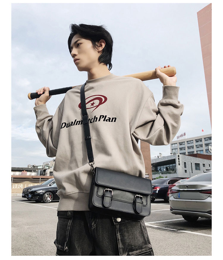 斜めがけボディバッグ ワンショルダーメンズかばん 斜めがけ 肩掛けバッグメッセンジャーバッグ シンプル カジュアル PUレザ ー  7.9 ipad Mini収納可-8