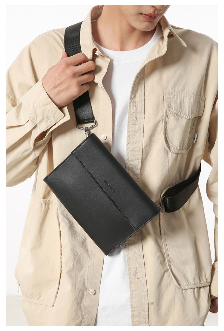 Whatna 革 3WAY メンズ ボディバッグ・クラッチ・ハンドバッグ ─ 斜め掛けOK/着脱式ストラップ/フォーマル・冠婚葬祭対応-8