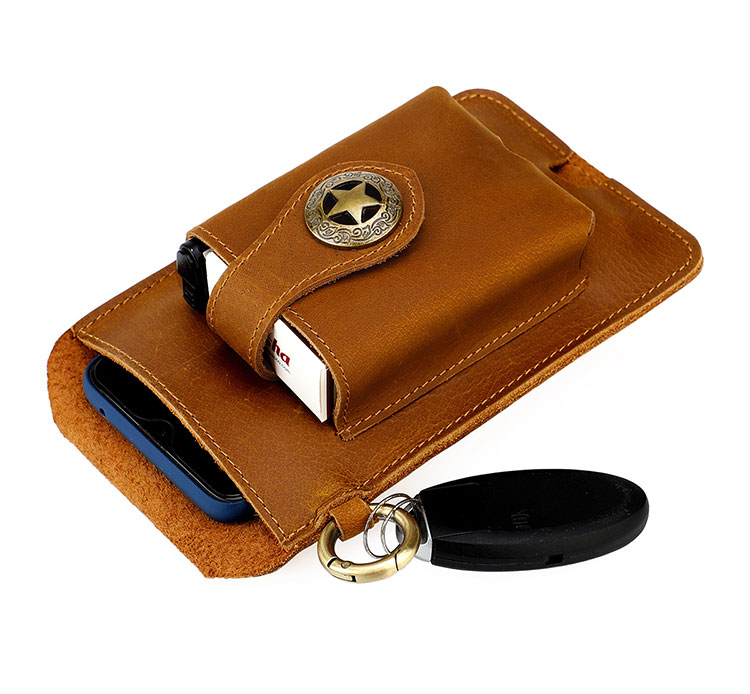 Whatna 天 然 牛革 ウエストポーチ メンズ 腰ポーチ ウエストバッグ 本 革 スマホポーチ 6.7インチスマホ収納可・キーホルダー付き コンパクトポーチ 小物入れ スポーツ ビジネス 旅行 男性 用 6103-3