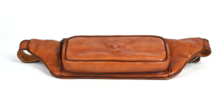 Whatnaアンティーク風合い鞣し天 然 牛革 ボディ斜め掛け 胸バッグ メンズ ウエストポーチ ワンショルダー 男女兼用 本革 15027-6