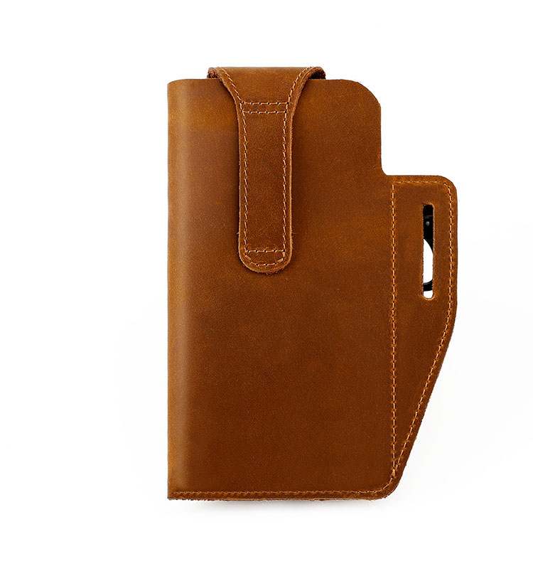 Whatna 天 然 牛革 ウエストポーチ メンズ 腰ポーチ ウエストバッグ 本 革 スマホポーチ 6.7インチスマホ収納可・キーホルダー付き コンパクトポーチ 小物入れ スポーツ ビジネス 旅行 男性 用 6102-2