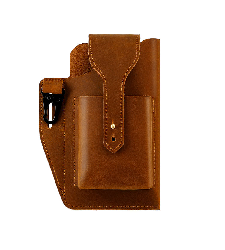 Whatna 天 然 牛革 ウエストポーチ メンズ 腰ポーチ ウエストバッグ 本 革 スマホポーチ 6.7インチスマホ収納可・キーホルダー付き コンパクトポーチ 小物入れ スポーツ ビジネス 旅行 男性 用 6102-1