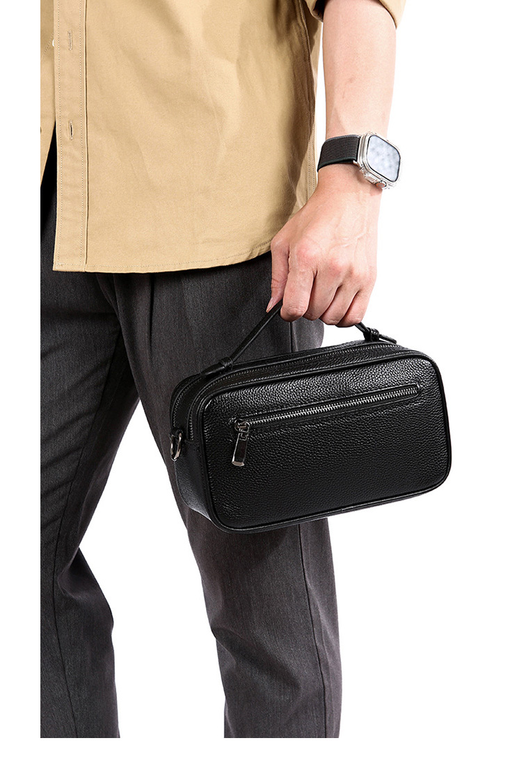 Whatna牛革 セカンド バッグ メンズ 3way 斜め掛け 手提げ クラッチ ショルダーバッグ ハンドストラップ付 ショルダーベルト付 2室仕切 厚 手 レザー 結婚式 ビジネス フォーマル 冠婚葬祭 紳士用 自転車かばん 男性用プレゼントBND750-11