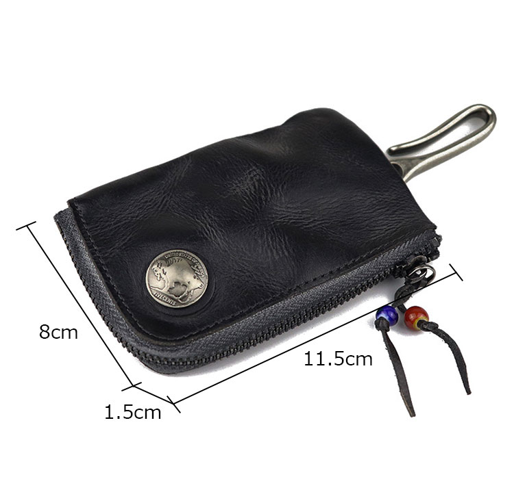 Whatna アンティーク風合い鞣し 天 然 牛 革 手作り キーケース バイク用メンズ レディース コインケース 小銭入れ スマートキーケース キーホルダー 車用キーケース カーキーケース 厚 手 レザー本革 3色 SG139-1