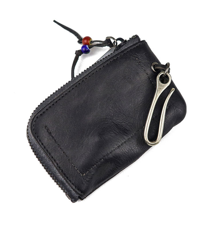 Whatna アンティーク風合い鞣し 天 然 牛 革 手作り キーケース バイク用メンズ レディース コインケース 小銭入れ スマートキーケース キーホルダー 車用キーケース カーキーケース 厚 手 レザー本革 3色 SG139-2