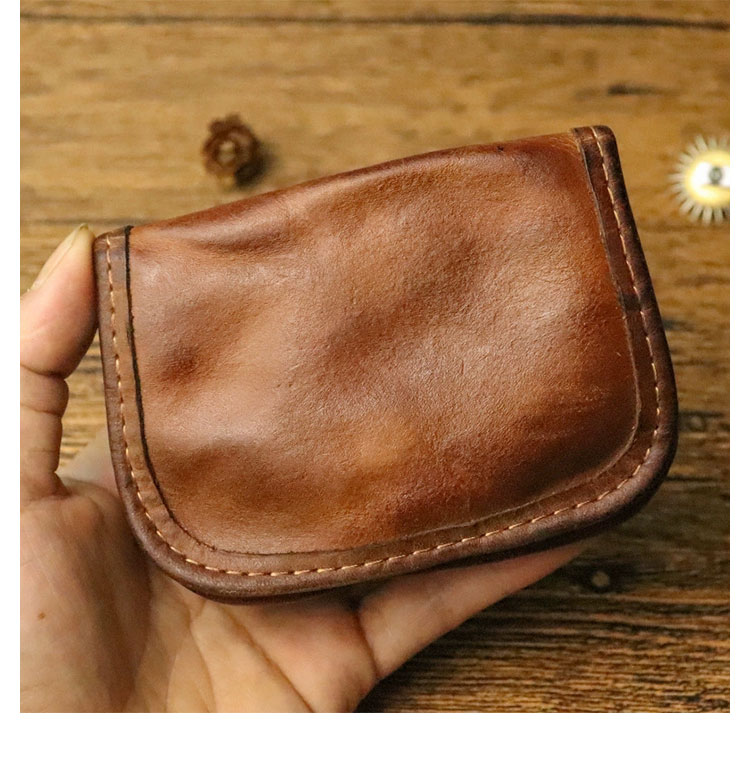 Whatnaアンティーク風合い鞣し 天 然 牛 革 小銭入れ コインケース メンズ レディースミニ財布 小さい財布 札入れ カードケース 本革 イヤホン収納ケース SG814-2