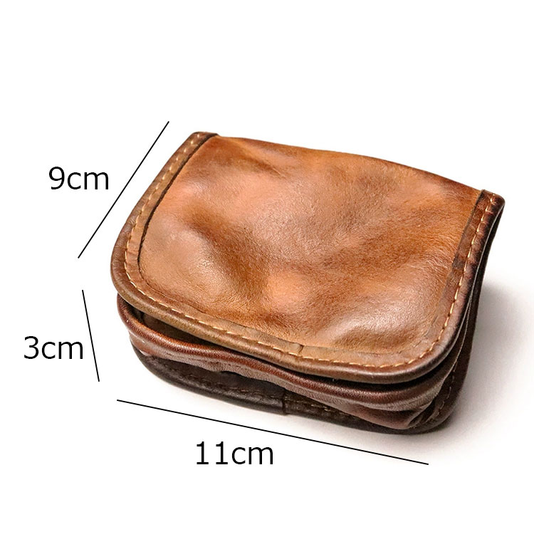 Whatnaアンティーク風合い鞣し 天 然 牛 革 小銭入れ コインケース メンズ レディースミニ財布 小さい財布 札入れ カードケース 本革 イヤホン収納ケース SG814-1