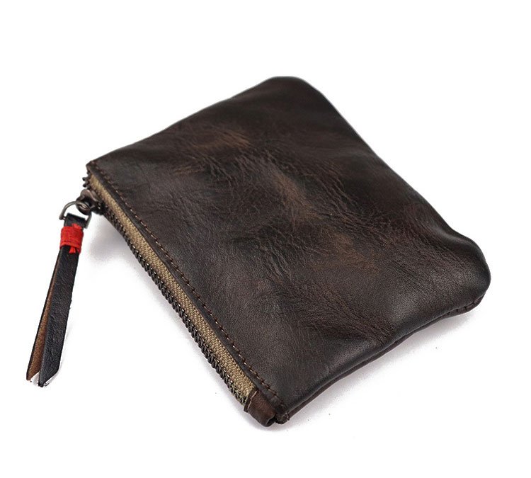 Whatnaアンティーク風合い鞣し 天 然 牛 革 小銭入れ コインケース メンズ レディースミニ財布 小さい財布 札入れ カードケース 本革 イヤホン収納ケース SG131-3