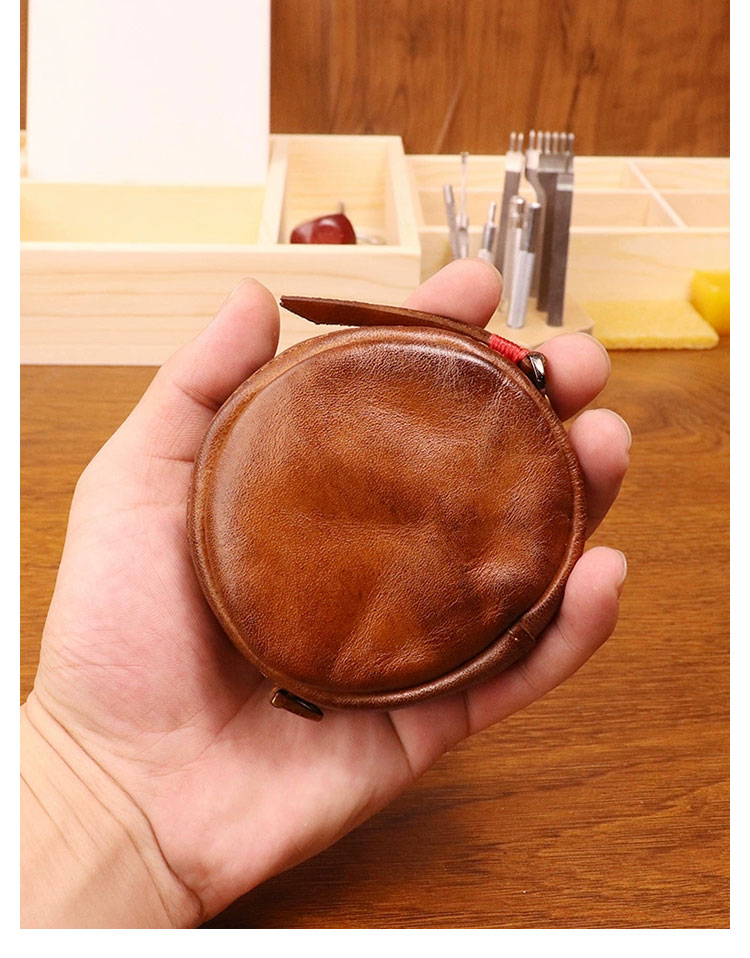 Whatna アンティーク風合い鞣し 天 然 牛 革 小銭入れ コインケース メンズ レディースミニ財布 小さい財布 札入れ カードケース 本革 イヤホン収納ケース SG136-4