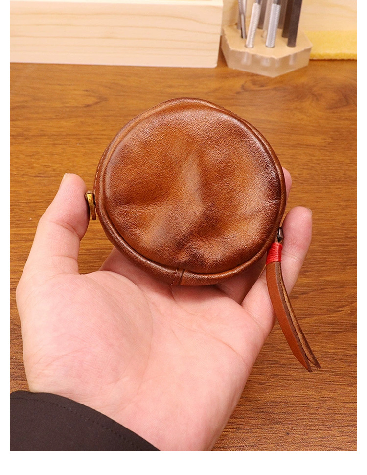 Whatna アンティーク風合い鞣し 天 然 牛 革 小銭入れ コインケース メンズ レディースミニ財布 小さい財布 札入れ カードケース 本革 イヤホン収納ケース SG136-5