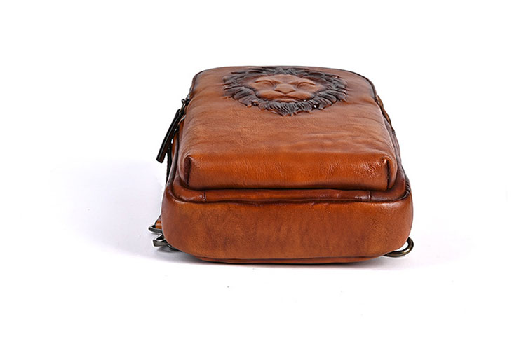 Whatnaアンティーク風合い鞣し天 然牛 革 斜めがけ ボディバッグ ワンショルダー メンズ 本革 厚手 レザー 3室仕切12059-5