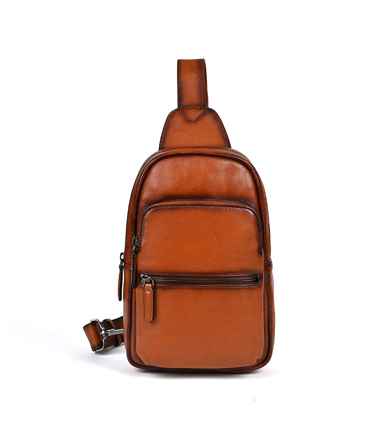 Whatnaアンティーク風合い鞣し天 然牛 革 斜めがけ ボディバッグ ワンショルダー メンズ 本革 厚手 レザー 17015-1