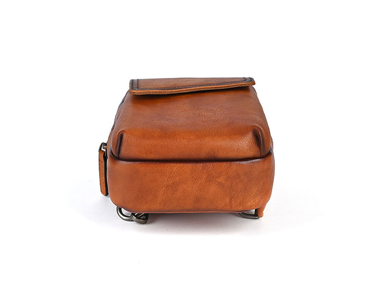 Whatnaアンティーク風合い鞣し天 然牛 革 斜めがけ ボディバッグ ワンショルダー メンズ 本革 厚手 レザー 17002-5