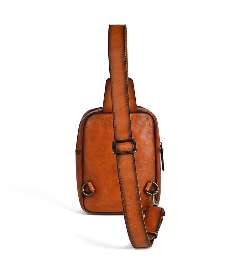 Whatna アンティーク風合い鞣し天 然牛 革 斜めがけ ボディバッグ ワンショルダー メンズ 本革 厚手 レザー 12057-2