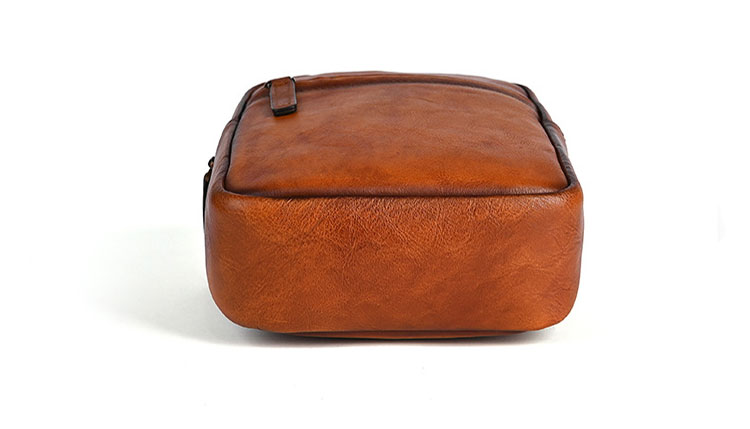 Whatna アンティーク風合い鞣し天 然牛 革 斜めがけ ボディバッグ ワンショルダー メンズ 本革 厚手 レザー 12057-5