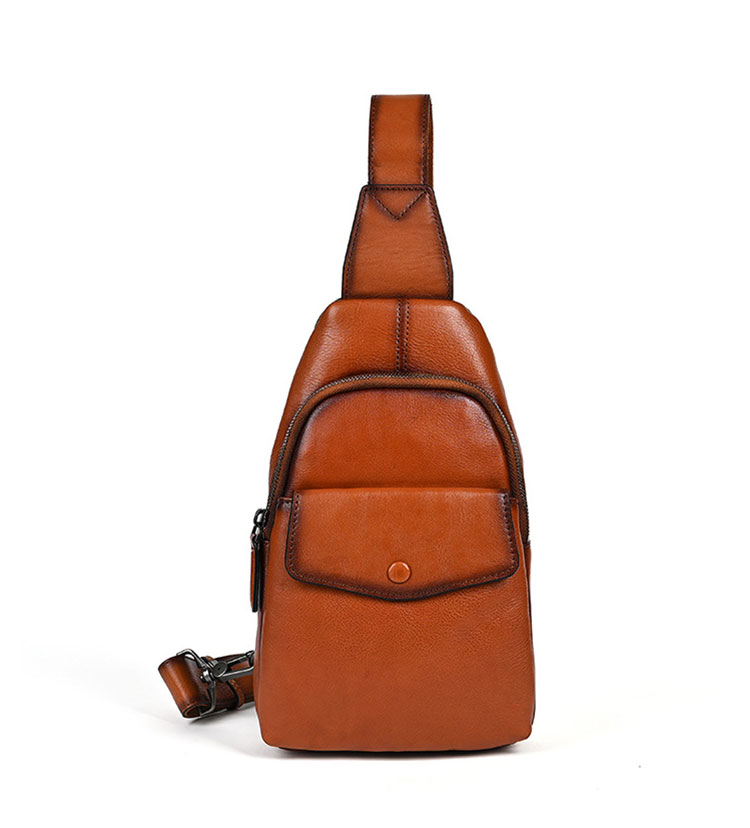 Whatnaアンティーク風合い鞣し天 然牛 革 斜めがけ ボディバッグ ワンショルダー メンズ 本革 厚手 レザー 17016-1