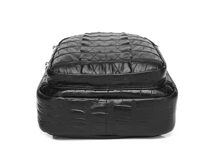 Whatnaクロコダイル型押し 天 然 牛革 斜めがけ ボディバッグ ワンショルダー メンズ  本 革 厚手 レザー  黒 8511-4