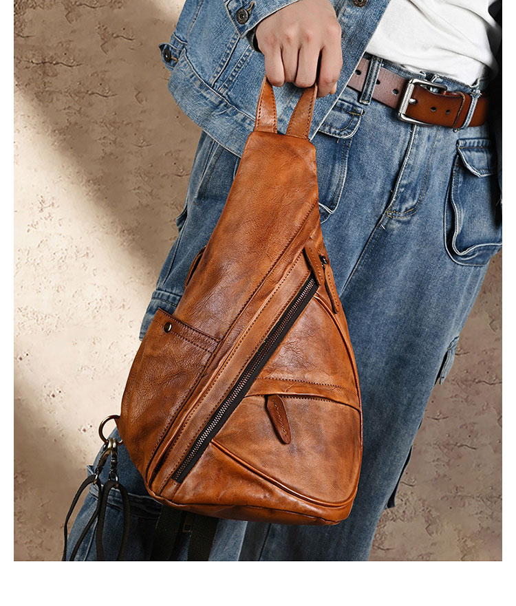 Whatna アンティーク風合い鞣し天 然 牛 革 ワンショルダー メンズ 3way ボディ斜めがけバッグ リュック 肩掛け 手提げ 胸バッグ本 革厚手レザー A4サイズ ipad 10.5対応 通勤 通学 旅行 アウトドア おしゃれ 多機能 大容量-6