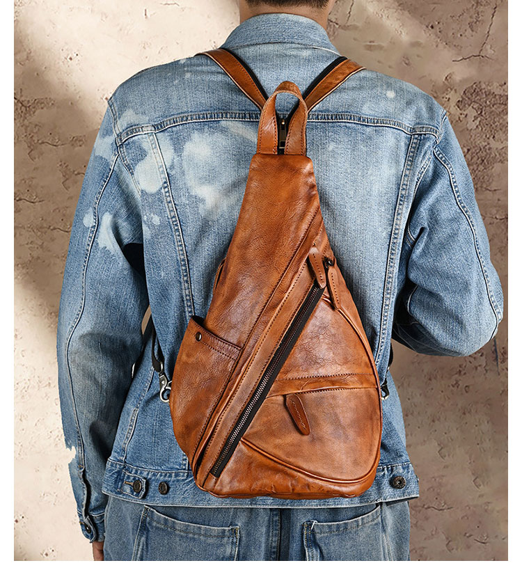 Whatna アンティーク風合い鞣し天 然 牛 革 ワンショルダー メンズ 3way ボディ斜めがけバッグ リュック 肩掛け 手提げ 胸バッグ本 革厚手レザー A4サイズ ipad 10.5対応 通勤 通学 旅行 アウトドア おしゃれ 多機能 大容量-5