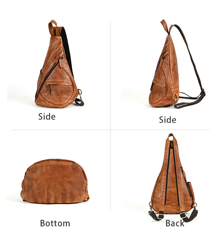 Whatna アンティーク風合い鞣し天 然 牛 革 ワンショルダー メンズ 3way ボディ斜めがけバッグ リュック 肩掛け 手提げ 胸バッグ本 革厚手レザー A4サイズ ipad 10.5対応 通勤 通学 旅行 アウトドア おしゃれ 多機能 大容量-2