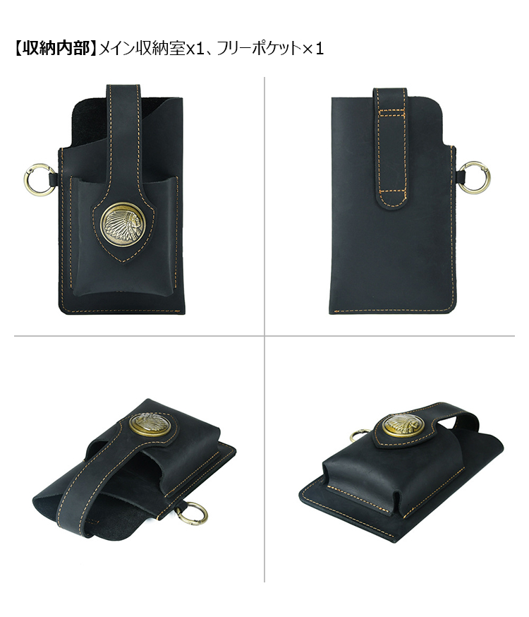 Whatna 天 然 牛 革 ウエストポーチ メンズ 腰ポーチ ウエストバッグスマホポーチ 6.7インチスマホ収納可・キーホルダー付き コンパクトポーチ 小物入れ スポーツ ビジネス 旅行 男性 用 本 革 PYB-210-6