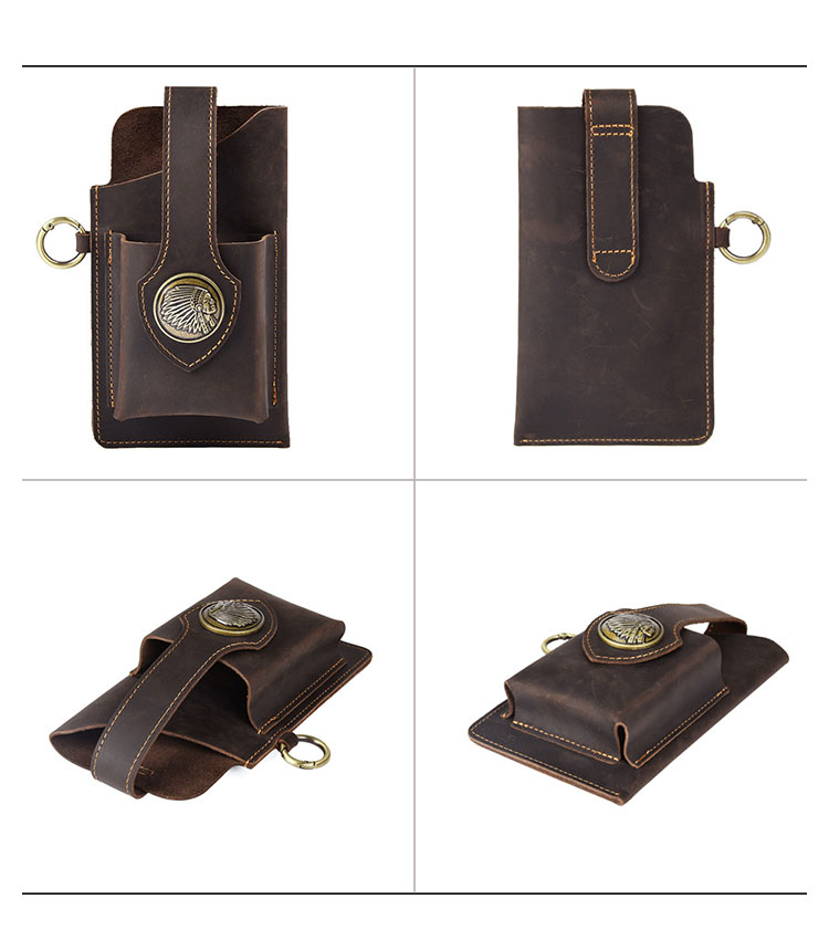 Whatna 天 然 牛 革 ウエストポーチ メンズ 腰ポーチ ウエストバッグスマホポーチ 6.7インチスマホ収納可・キーホルダー付き コンパクトポーチ 小物入れ スポーツ ビジネス 旅行 男性 用 本 革 PYB-210-2