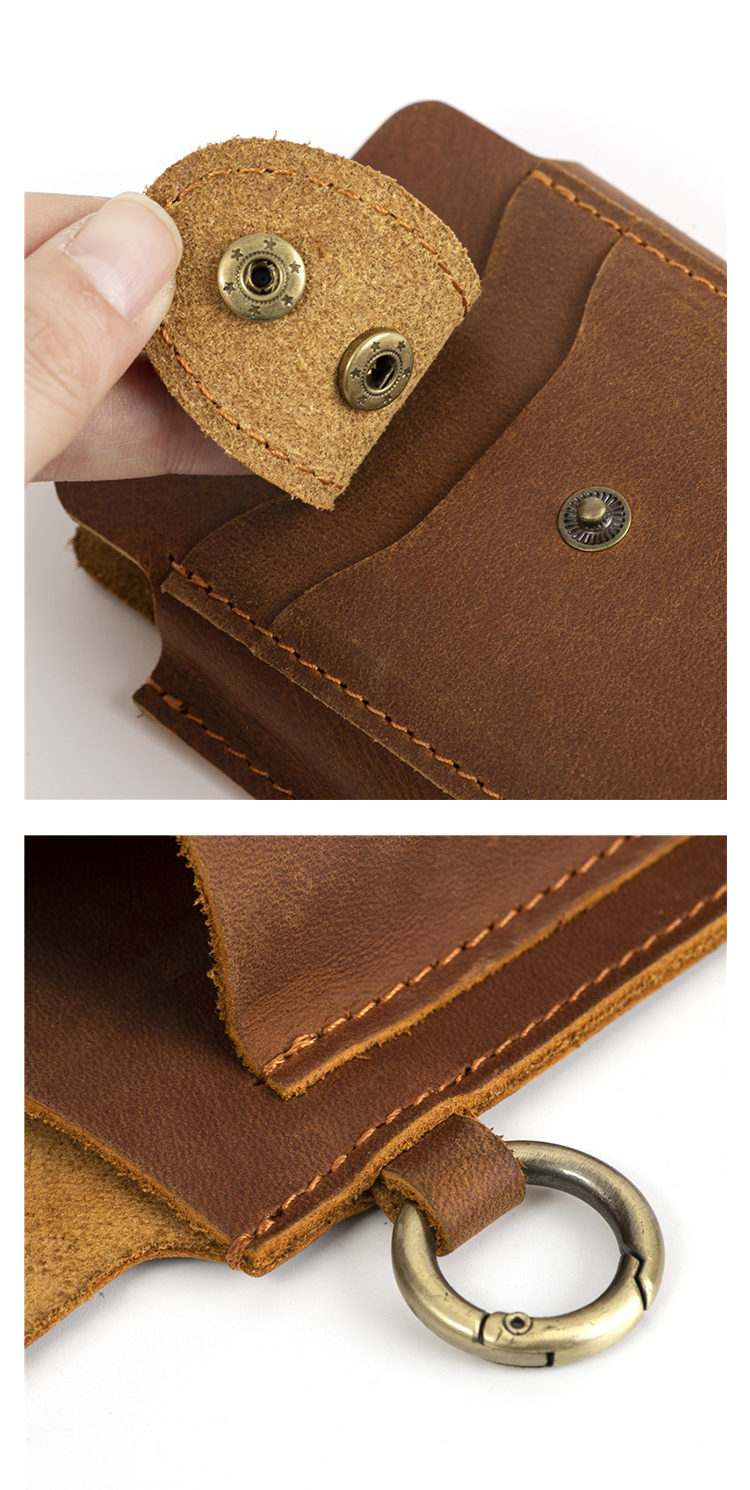 Whatna 天然牛革 ベルトポーチ ウエストポーチメンズ 6.7インチ対応 ウエストバッグ スマホ収納 キーホルダー付き 通勤 旅行 コンパクト 1090-7