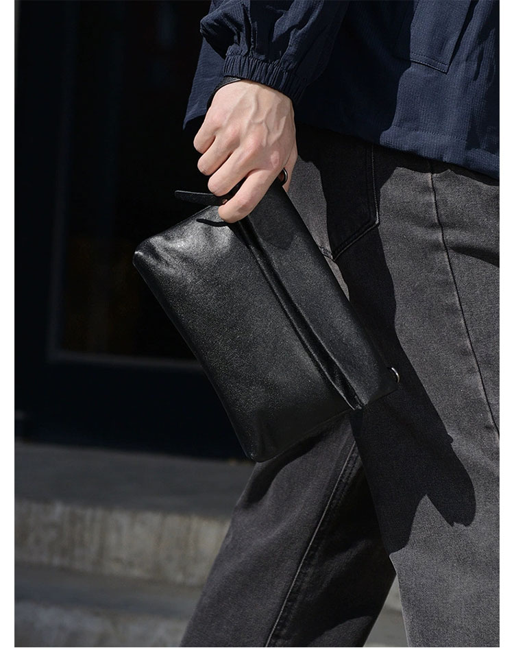 Whatna アンティーク風合い鞣し 天 然 牛 革 3WAYワンショルダーメンズ クラッチ ボディ斜め掛け胸 バッグ カード入れ×3 ビジネス フォーマル 冠婚葬祭 結婚式 肩掛け バッグ紳士用 男性用 9028-4