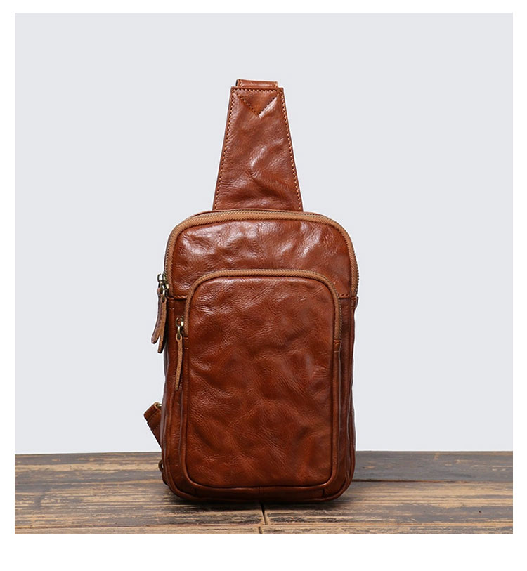 Whatna アンティーク風合い鞣し天 然牛 革 斜めがけ ボディバッグ ワンショルダー メンズ 本革 厚手  レザー3室仕切 30295-1