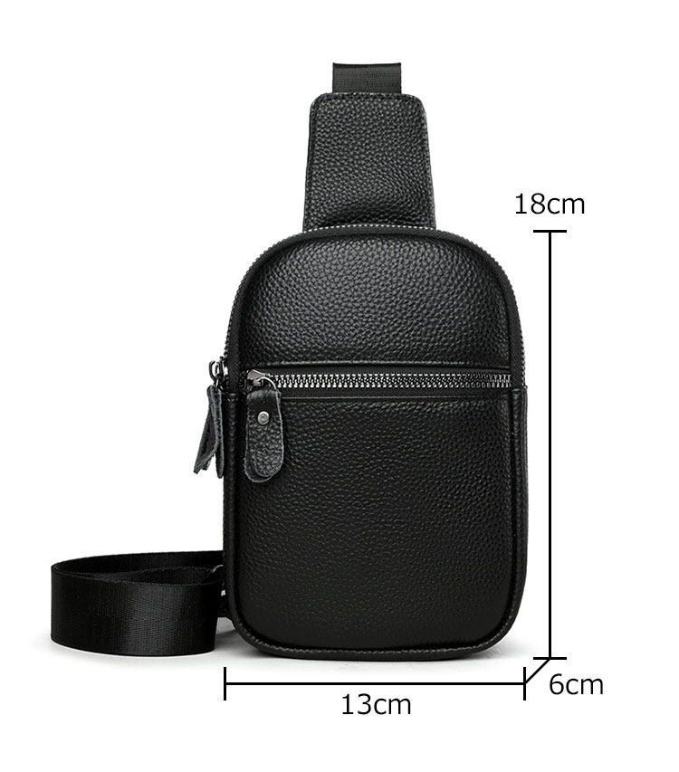 Whatna  ボディバッグ メンズ レディース 本革 ワンショルダー 大容量 2層構造 軽量 斜めがけ 左右付け替え可 肩掛け 胸バッグ 通勤 通学 旅行 男女兼用-6