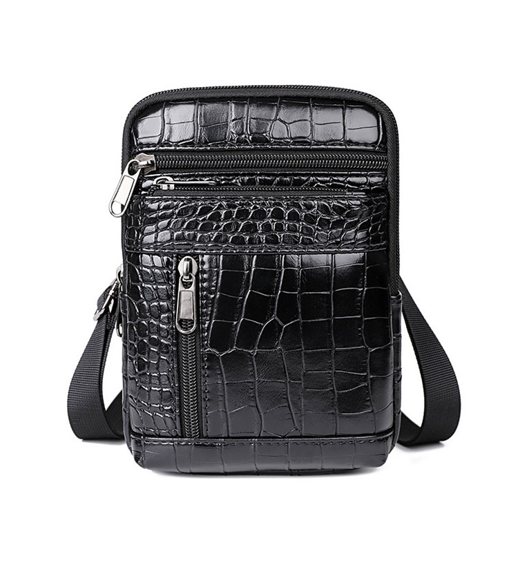 Whatna  PUレザー ミニショルダーバッグ メンズ ウエストポーチ 斜め掛け 多機能 コンパクト 肩掛けバッグ 小型 2室仕切 バッグインバッグ カラビナ付き 調整可能 ポーチ-1