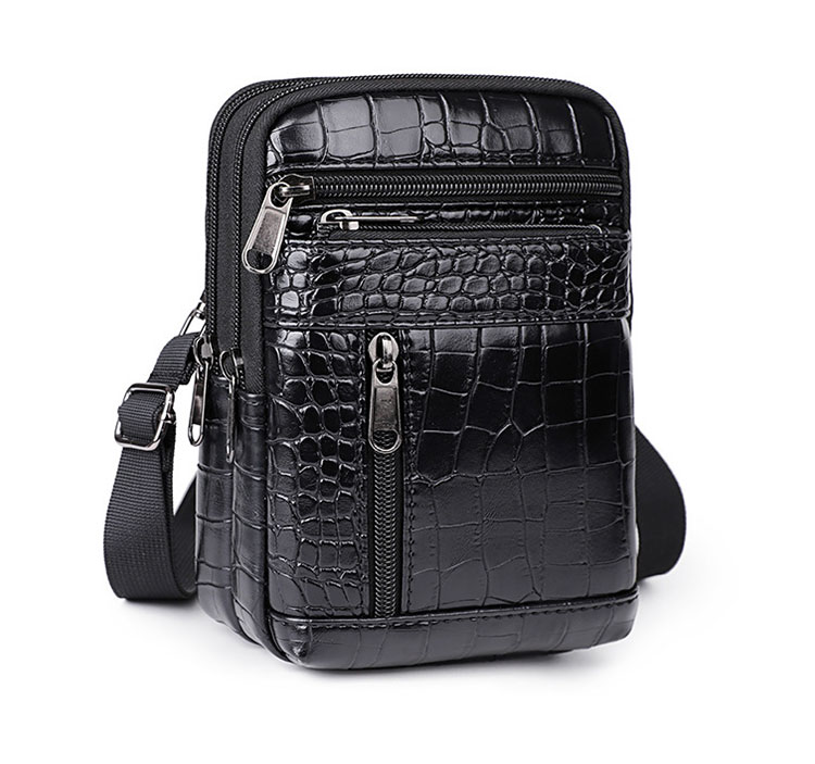 Whatna  PUレザー ミニショルダーバッグ メンズ ウエストポーチ 斜め掛け 多機能 コンパクト 肩掛けバッグ 小型 2室仕切 バッグインバッグ カラビナ付き 調整可能 ポーチ-2