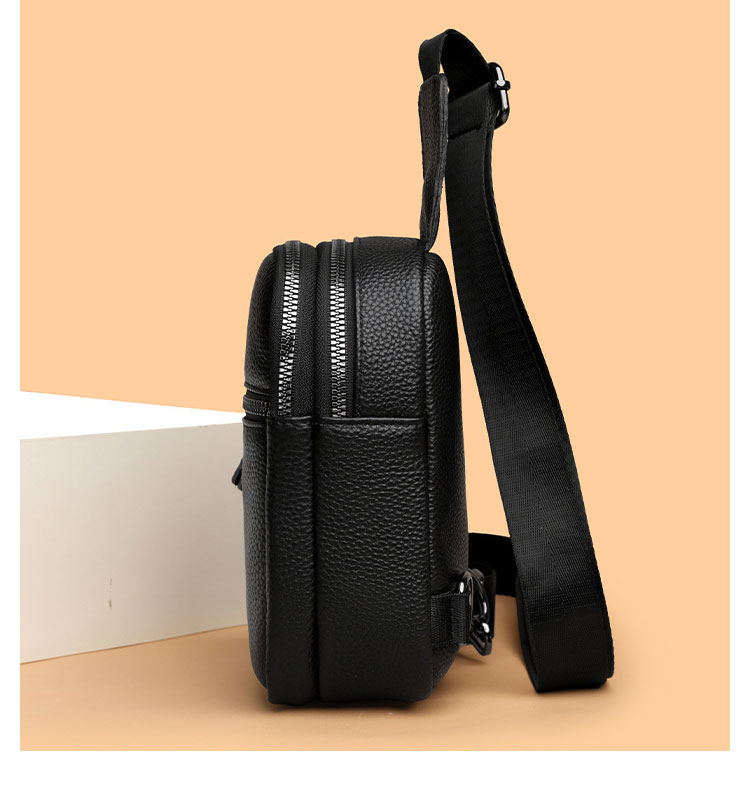 Whatna  ボディバッグ メンズ レディース 本革 ワンショルダー 大容量 2層構造 軽量 斜めがけ 左右付け替え可 肩掛け 胸バッグ 通勤 通学 旅行 男女兼用-3